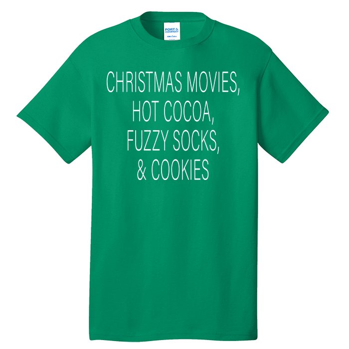 Christmas Movies Hot Cocoa Fuzzy Socks & Cookies Tall T-Shirt