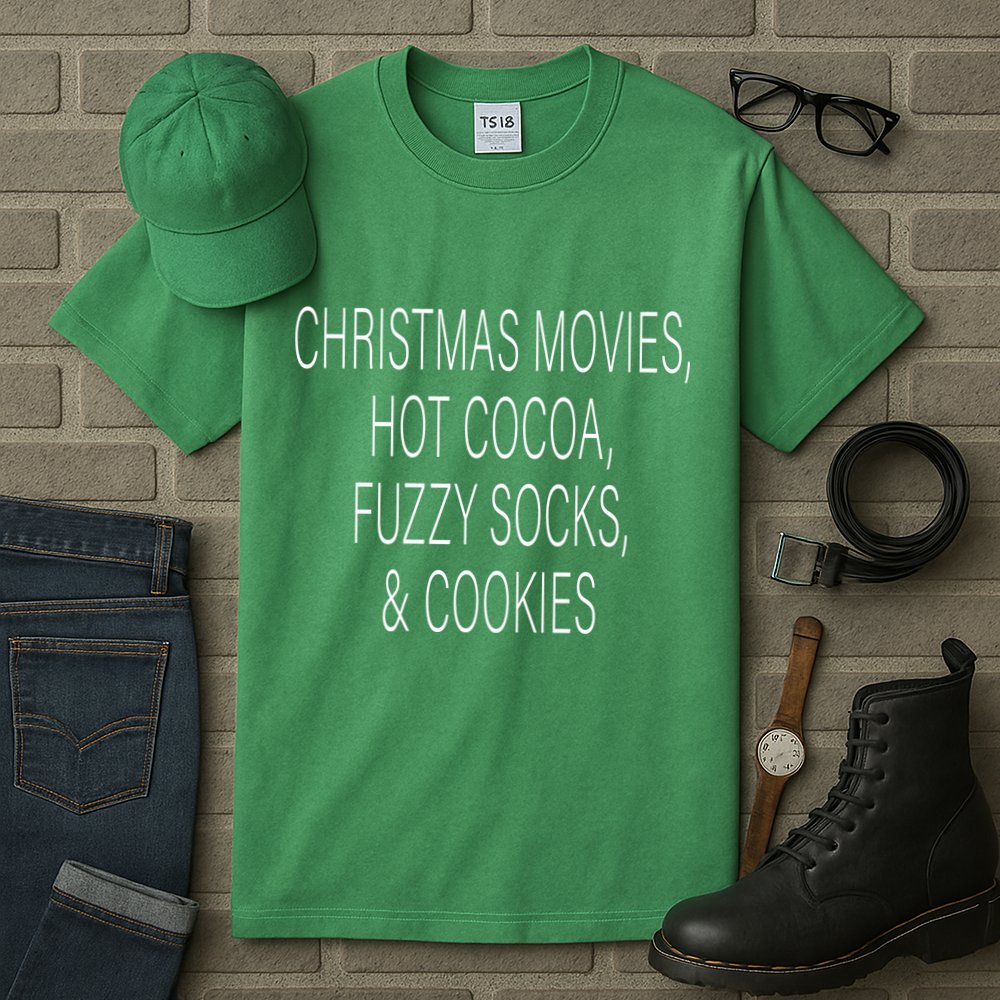 Christmas Movies Hot Cocoa Fuzzy Socks & Cookies Tall T-Shirt