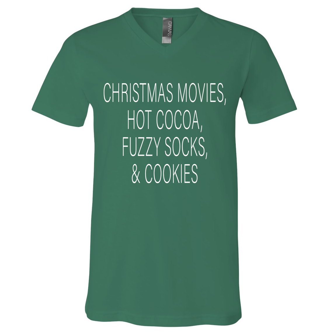Christmas Movies Hot Cocoa Fuzzy Socks & Cookies V-Neck T-Shirt