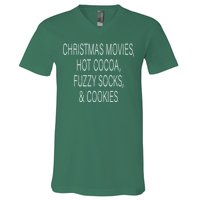 Christmas Movies Hot Cocoa Fuzzy Socks & Cookies V-Neck T-Shirt