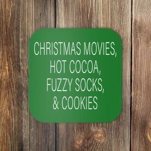 Christmas Movies Hot Cocoa Fuzzy Socks & Cookies Coaster