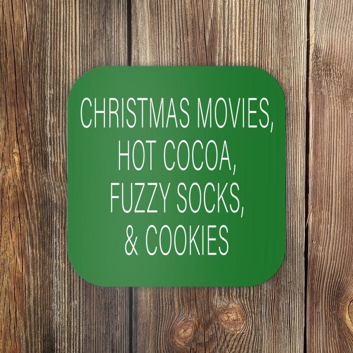 Christmas Movies Hot Cocoa Fuzzy Socks & Cookies Coaster