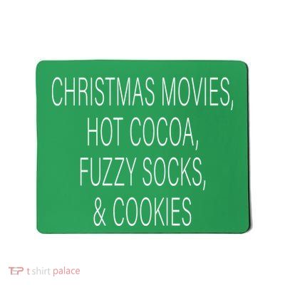 Christmas Movies Hot Cocoa Fuzzy Socks & Cookies Mousepad