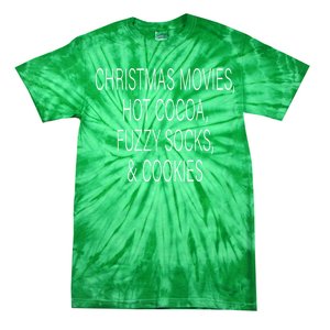 Christmas Movies Hot Cocoa Fuzzy Socks & Cookies Tie-Dye T-Shirt