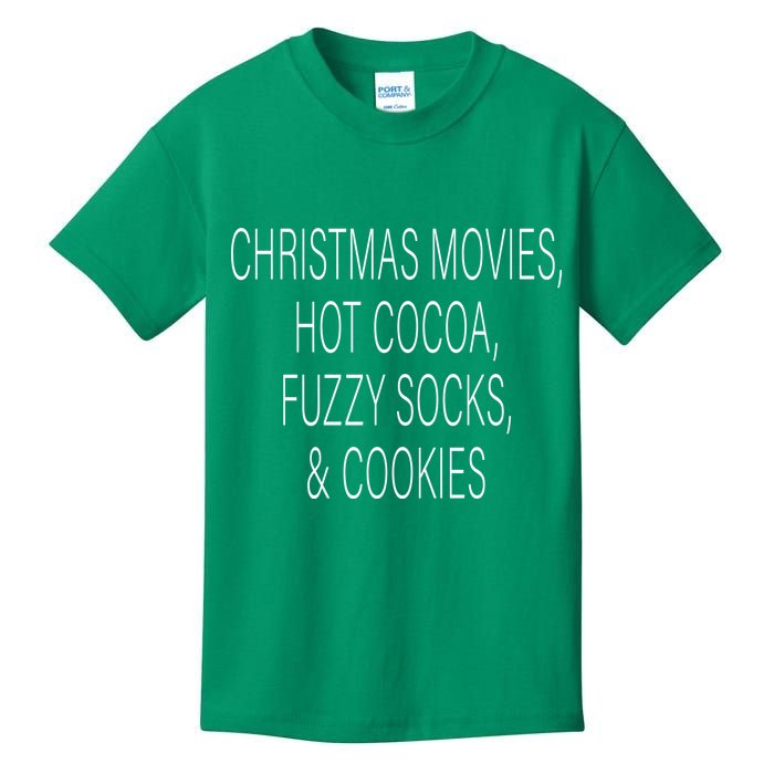 Christmas Movies Hot Cocoa Fuzzy Socks & Cookies Kids T-Shirt