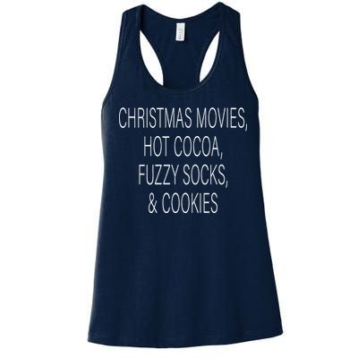 Christmas Movies Hot Cocoa Fuzzy Socks & Cookies Women's Racerback Tank