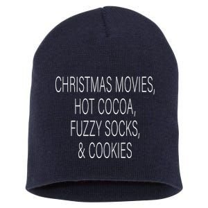 Christmas Movies Hot Cocoa Fuzzy Socks & Cookies Short Acrylic Beanie