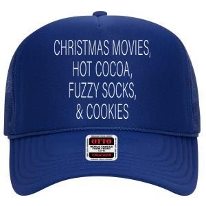 Christmas Movies Hot Cocoa Fuzzy Socks & Cookies High Crown Mesh Back Trucker Hat