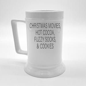 Christmas Movies Hot Cocoa Fuzzy Socks & Cookies Beer Stein