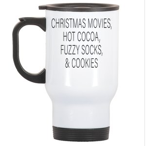 Christmas Movies Hot Cocoa Fuzzy Socks & Cookies Stainless Steel Travel Mug