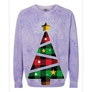 Christmas Multi Plaid Tree Colorblast Crewneck Sweatshirt