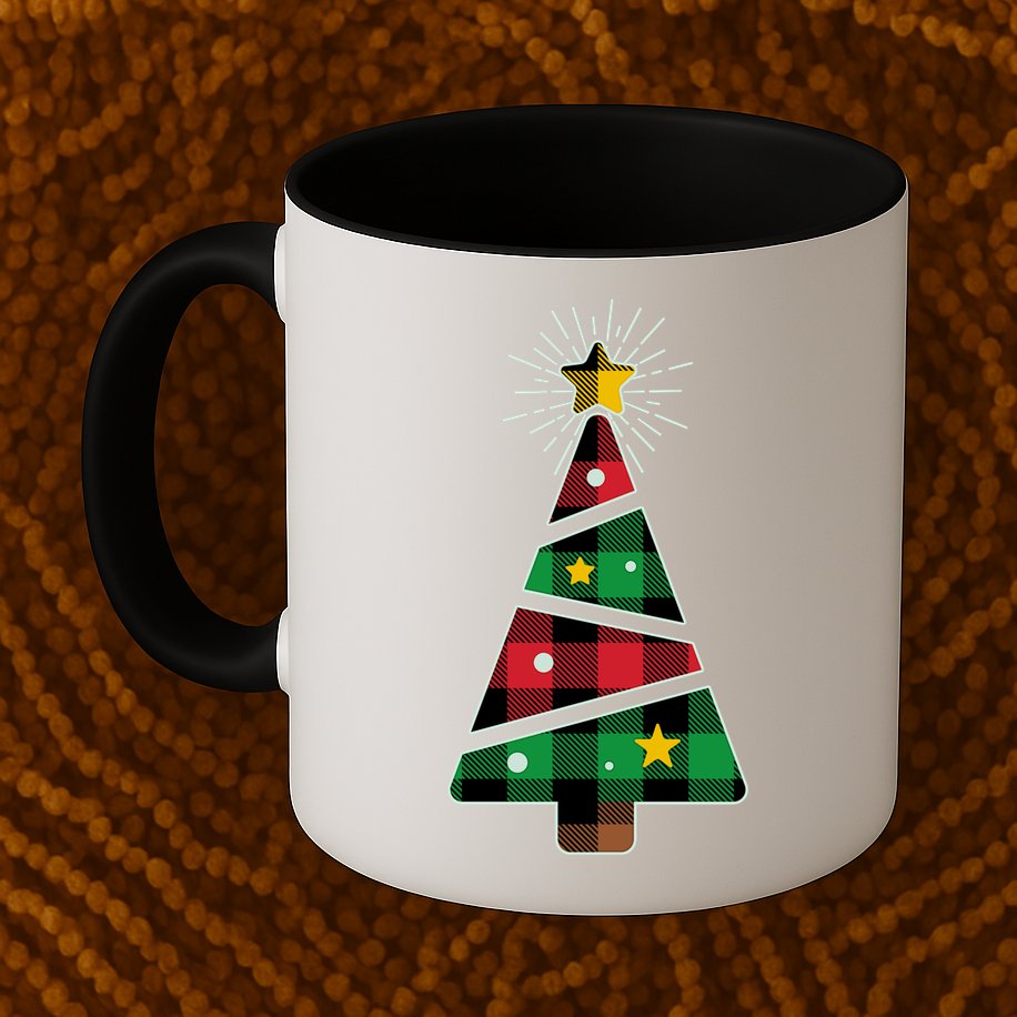 Christmas Multi Plaid Tree Mug