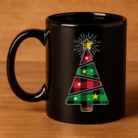 Christmas Multi Plaid Tree 11oz C Handle Ceramic Mug