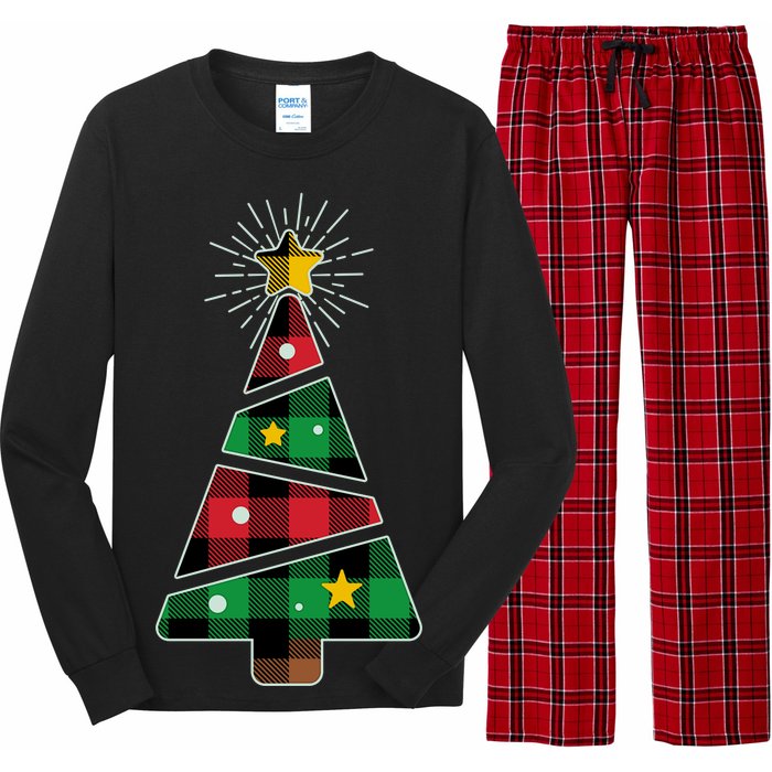 Christmas Multi Plaid Tree Long Sleeve Pajama Set