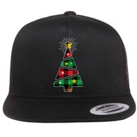 Christmas Multi Plaid Tree Flat Bill Trucker Hat