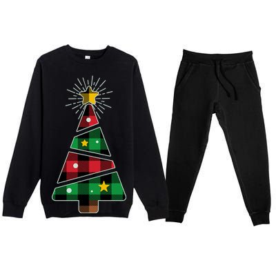 Christmas Multi Plaid Tree Premium Crewneck Sweatsuit Set