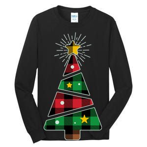 Christmas Multi Plaid Tree Tall Long Sleeve T-Shirt