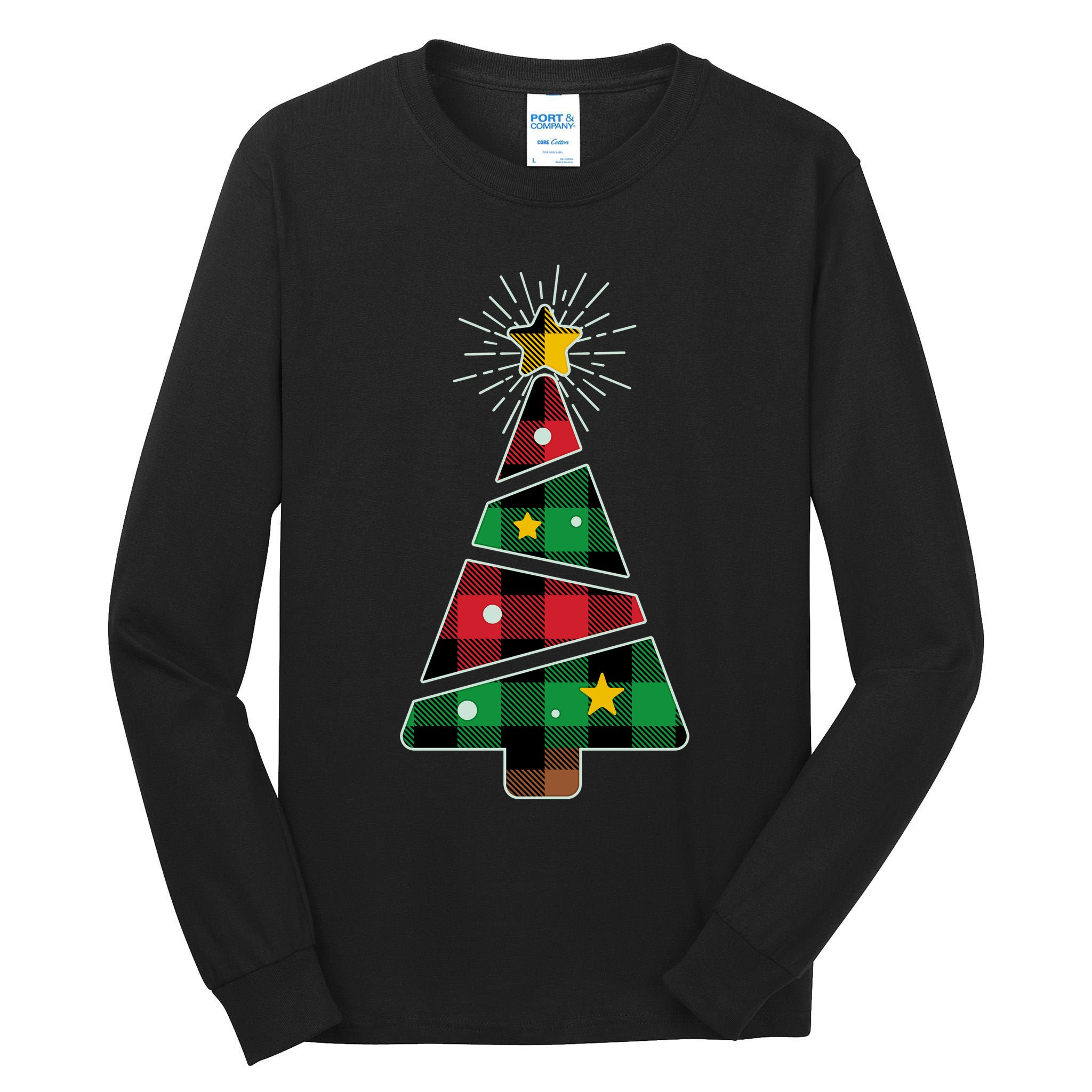 Christmas Multi Plaid Tree Tall Long Sleeve T-Shirt