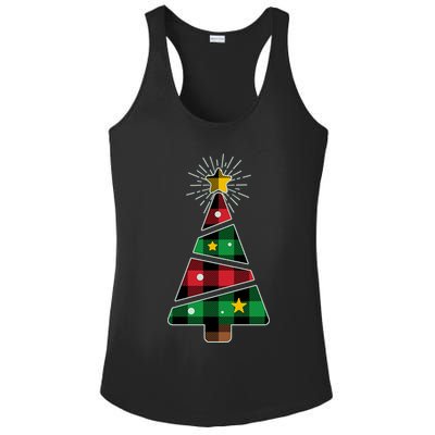 Christmas Multi Plaid Tree Ladies PosiCharge Competitor Racerback Tank