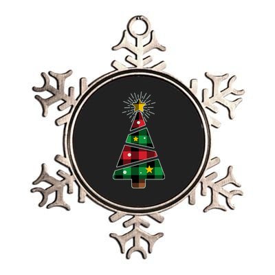 Christmas Multi Plaid Tree Metallic Star Ornament