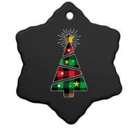 Christmas Multi Plaid Tree Ceramic Star Ornament