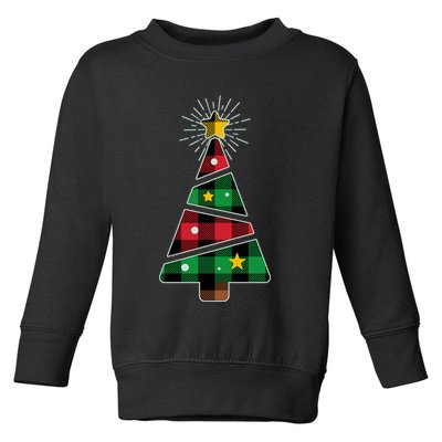 Christmas Multi Plaid Tree Toddler Sweatshirt