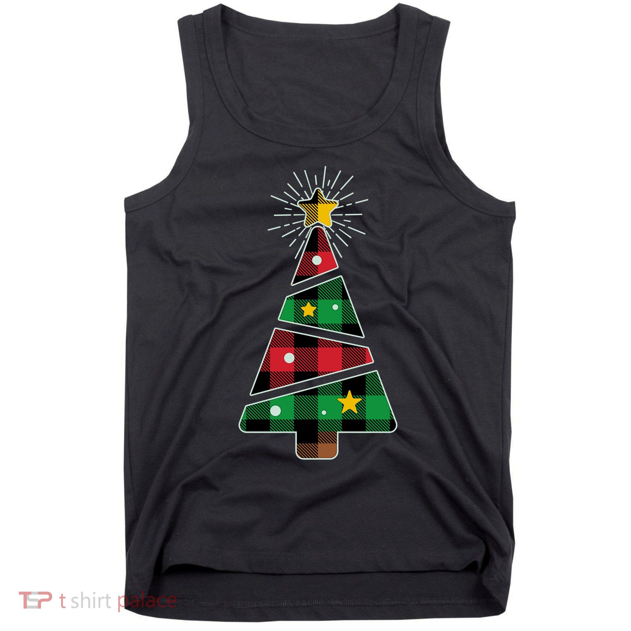 Christmas Multi Plaid Tree Tank Top