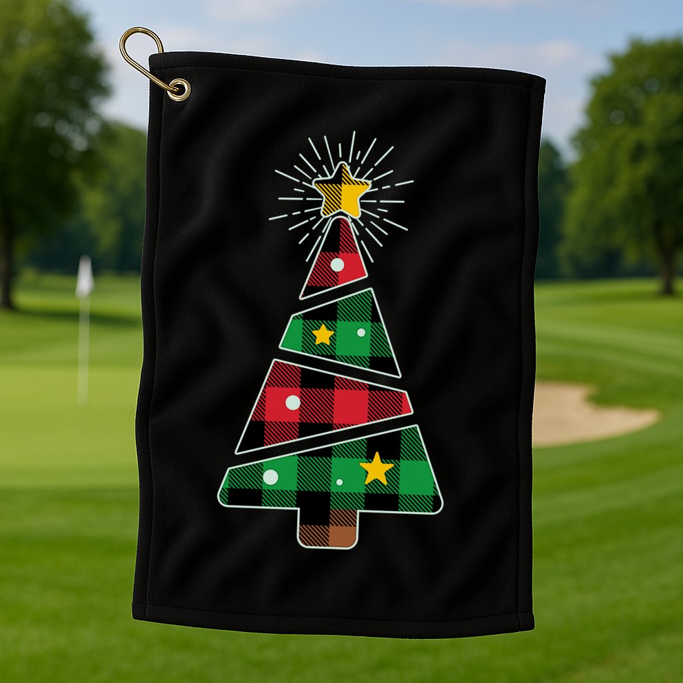 Christmas Multi Plaid Tree Golf Towel