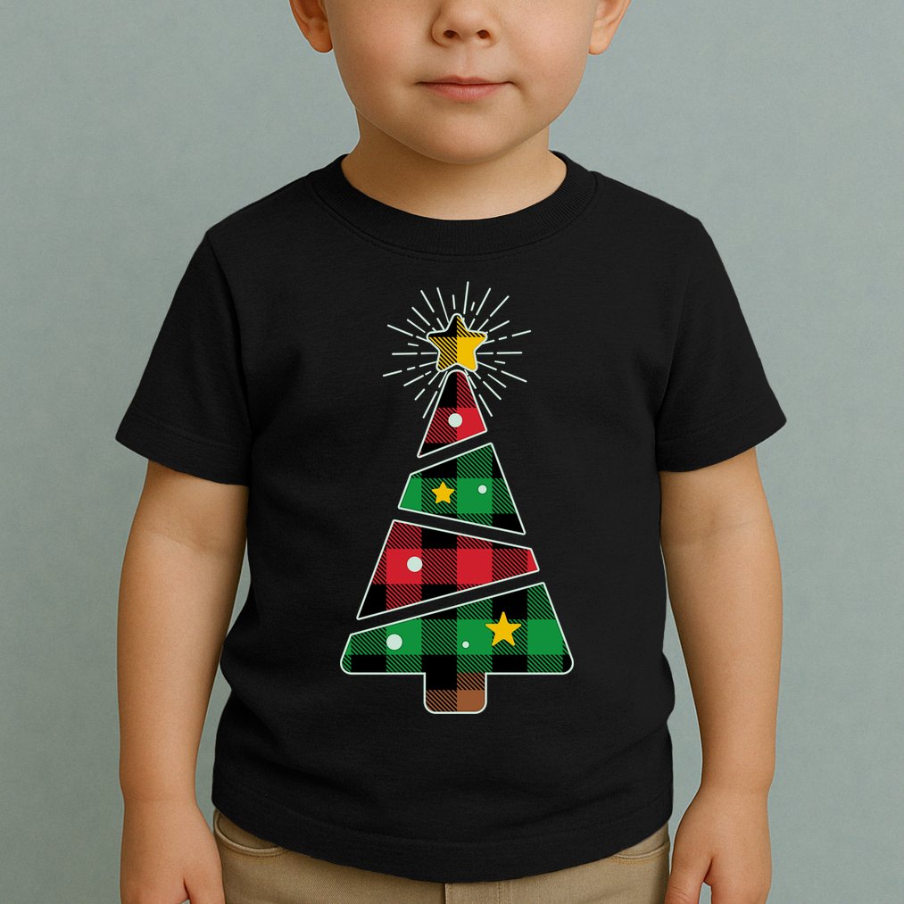 Christmas Multi Plaid Tree Toddler T-Shirt