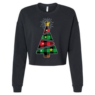 Christmas Multi Plaid Tree Cropped Pullover Crew