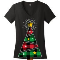 Christmas Multi Plaid Tree Women's V-Neck T-Shirt