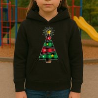 Christmas Multi Plaid Tree Kids Hoodie