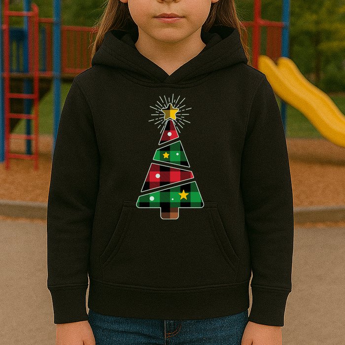 Christmas Multi Plaid Tree Kids Hoodie