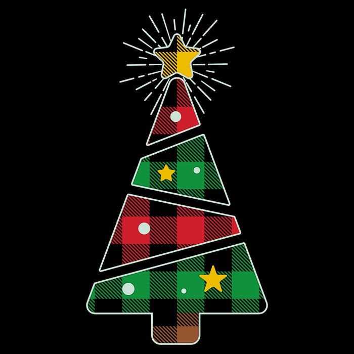 Christmas Multi Plaid Tree Kids Hoodie