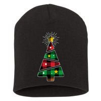 Christmas Multi Plaid Tree Short Acrylic Beanie