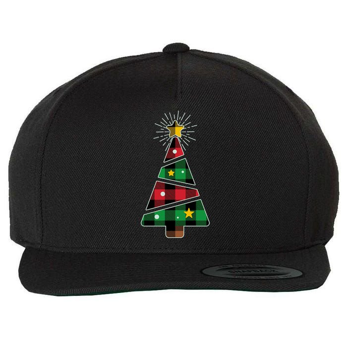 Christmas Multi Plaid Tree Wool Snapback Cap