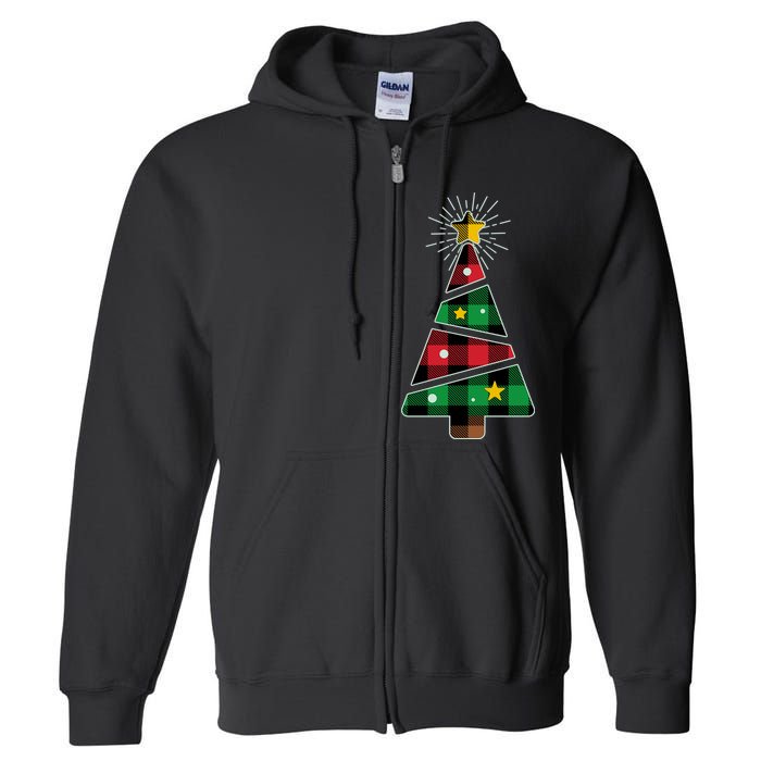 Christmas Multi Plaid Tree Full Zip Hoodie