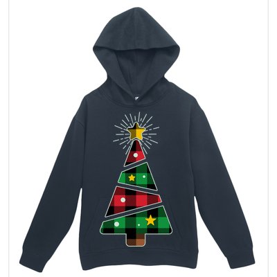 Christmas Multi Plaid Tree Urban Pullover Hoodie