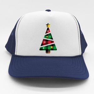 Christmas Multi Plaid Tree Trucker Hat