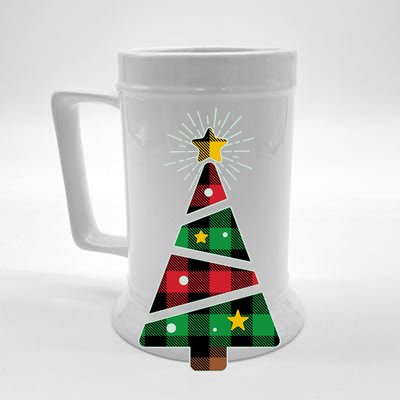 Christmas Multi Plaid Tree Beer Stein