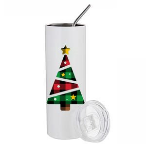 Christmas Multi Plaid Tree Stainless Steel Tumbler