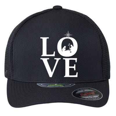 Christmas Nativity LOVE Flexfit Unipanel Trucker Cap