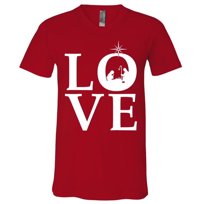 Christmas Nativity LOVE V-Neck T-Shirt