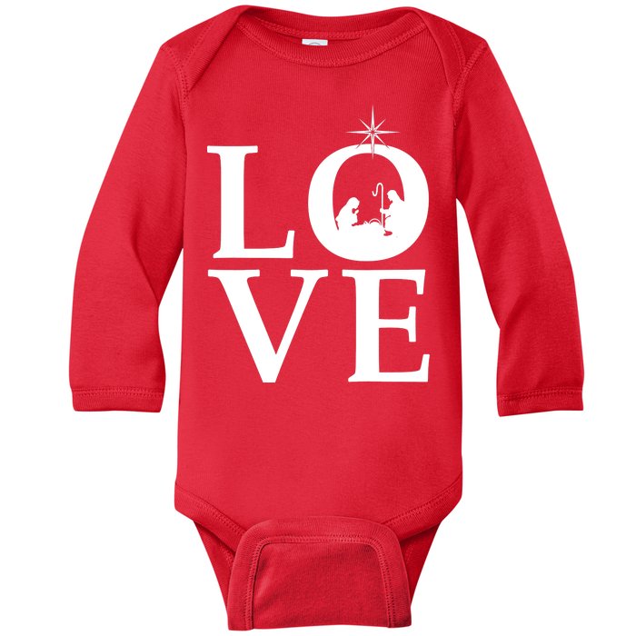 Christmas Nativity LOVE Baby Long Sleeve Bodysuit