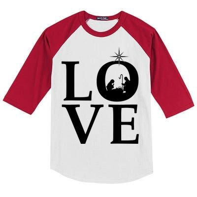 Christmas Nativity LOVE Kids Colorblock Raglan Jersey