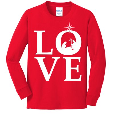 Christmas Nativity LOVE Kids Long Sleeve Shirt