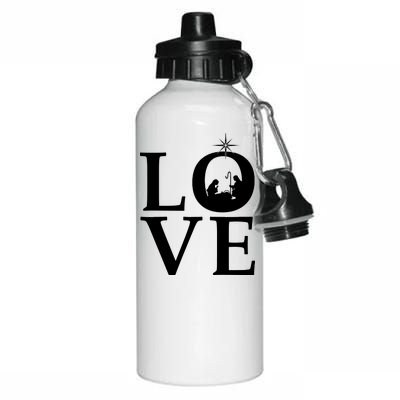 Christmas Nativity LOVE Aluminum Water Bottle