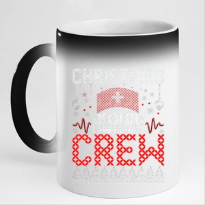 Christmas Nurse Crew Ugly Christmas Sweater RN 11oz Black Color Changing Mug