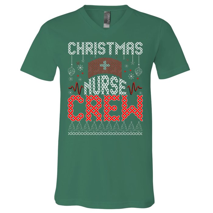 Christmas Nurse Crew Ugly Christmas Sweater RN V-Neck T-Shirt