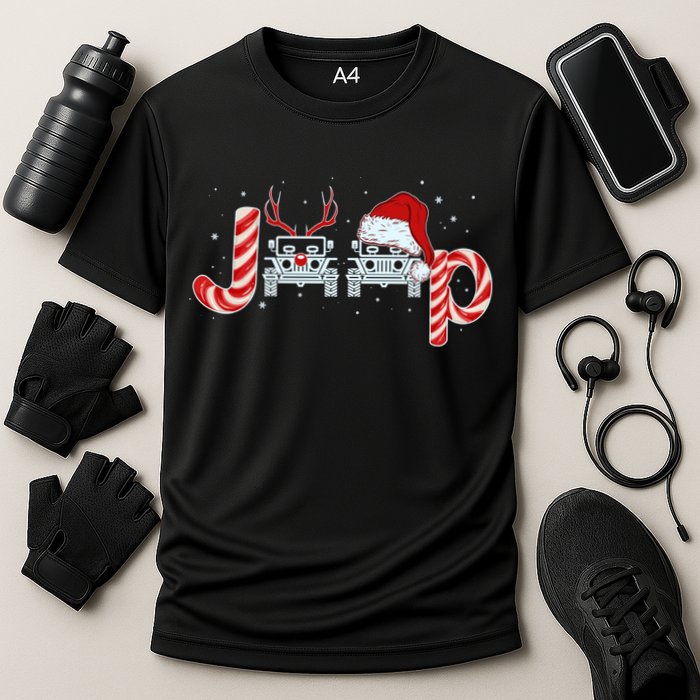 Christmas off Road Car Reindeer Cooling Performance Crew T-Shirt